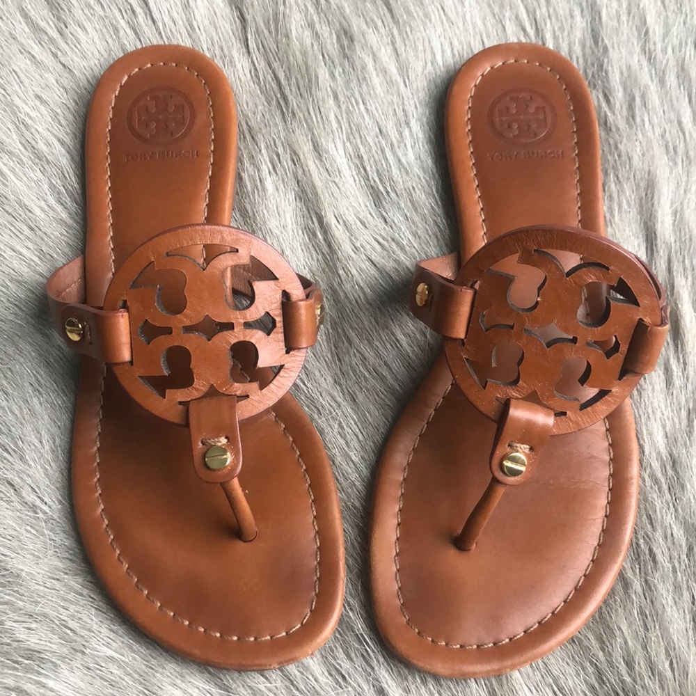 Tory Burch Miller sandals vintage tan leather